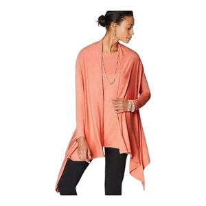 J. Jill Wearever Collection Apricot Asymetric Two Way Open Front Cardigan - XL